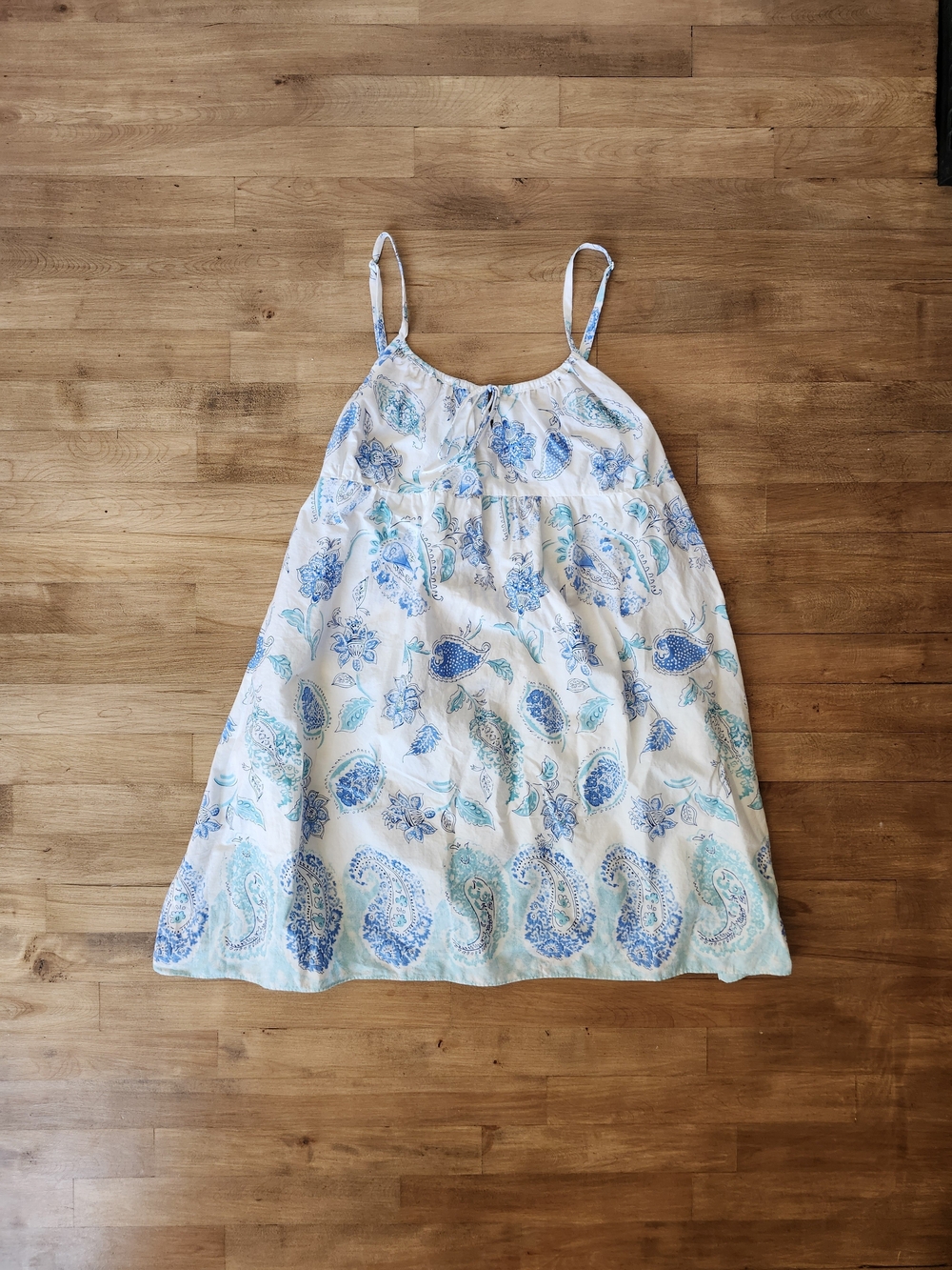 Ralph Lauren White Dress with Blue Paisley Print